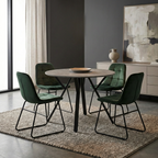 Athens Round Dining Table with 4 Lukas Velvet Dining Chairs
