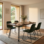 Quebec Wave Edge Dining Table with 4 Velvet Lukas Chairs