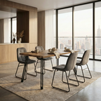 Quebec Wave Edge Dining Table with 4 Velvet Lukas Chairs