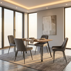 Quebec Straight Edge Dining Table with 4 Avery Velvet Dining Chairs