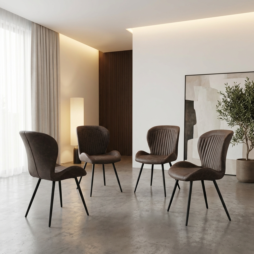 4 Quebec Faux Leather Dining Chairs