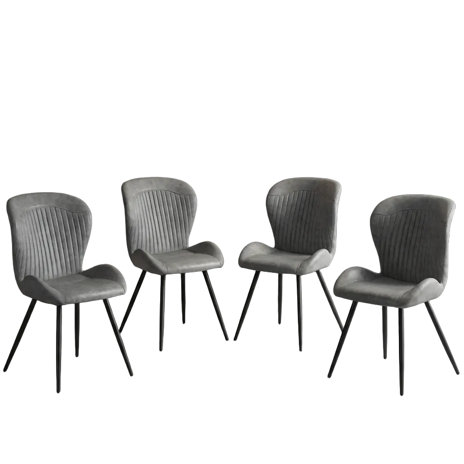 4 Quebec Faux Leather Dining Chairs
