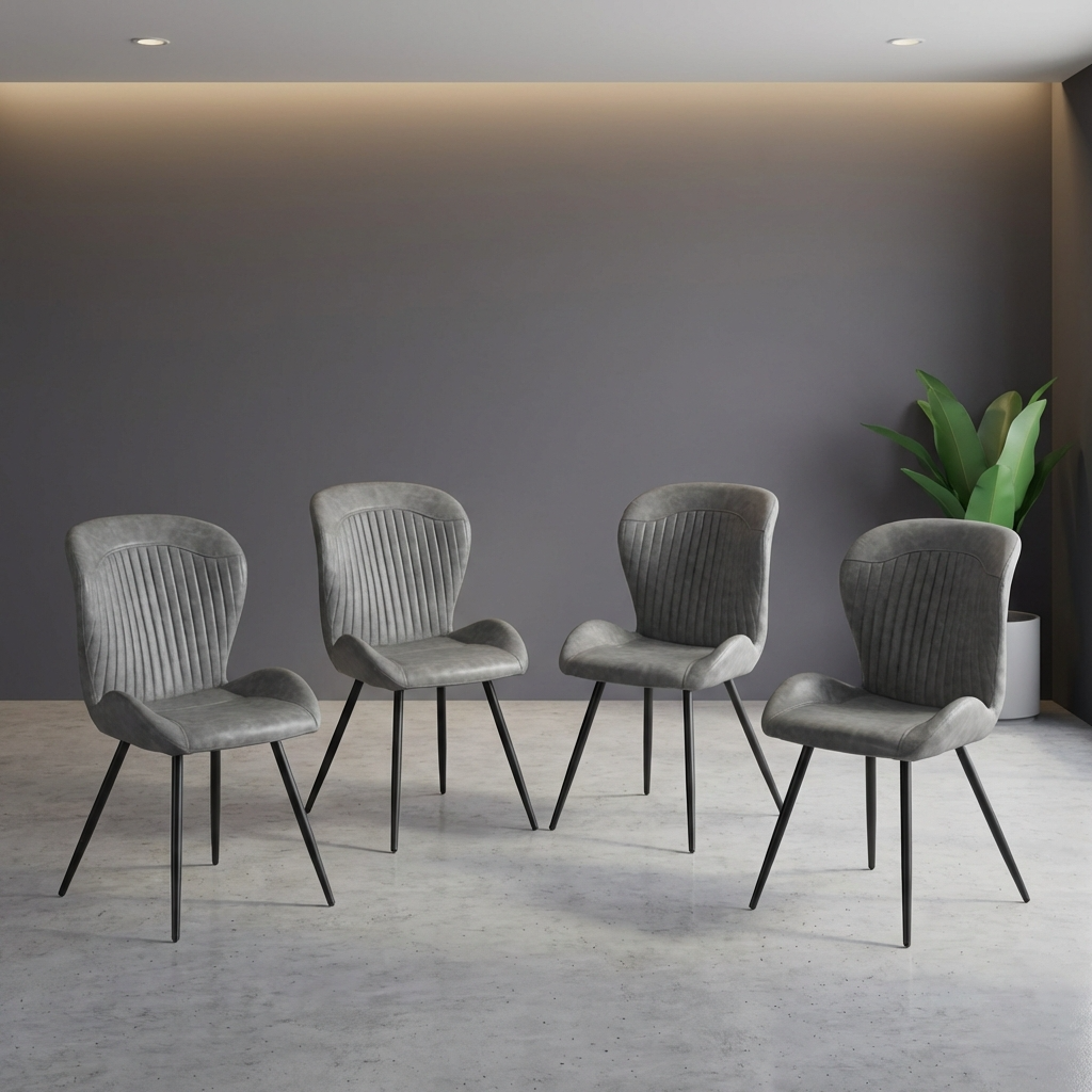 4 Quebec Faux Leather Dining Chairs