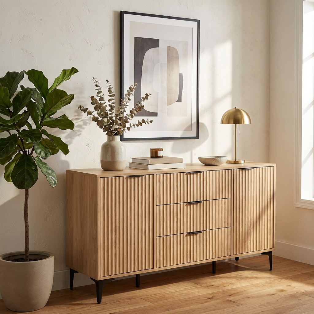 Miami Ridged 2 Door 3 Drawer Fluted Sideboard