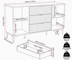Miami Ridged 2 Door 3 Drawer Fluted Sideboard