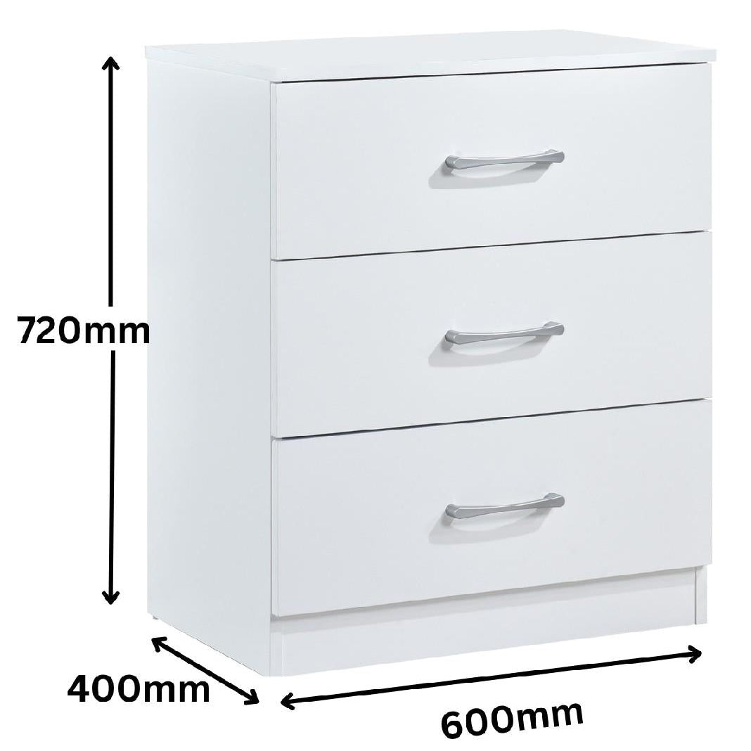 Highbury 3 Drawer Chest of Drawers & 1 Drawer Bedside 2 Piece Bedroom Set