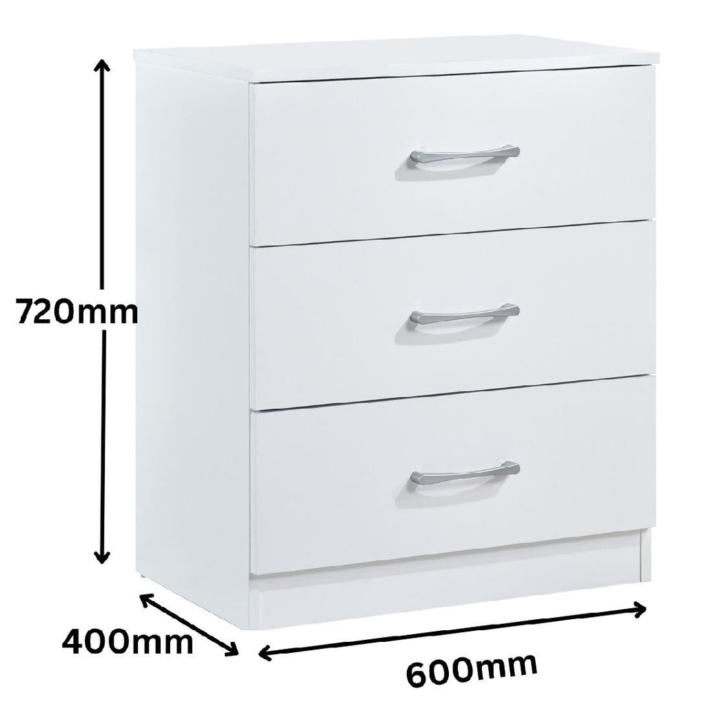 Highbury 3 Drawer Chest of Drawers & 1 Drawer Bedside 3 Piece Bedroom Set