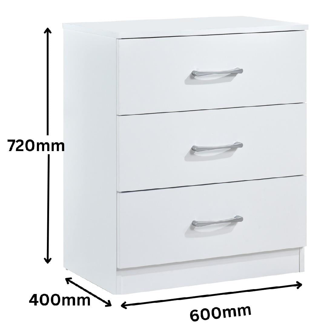 Highbury 3 Drawer Chest of Drawers & 1 Drawer Bedside 3 Piece Bedroom Set