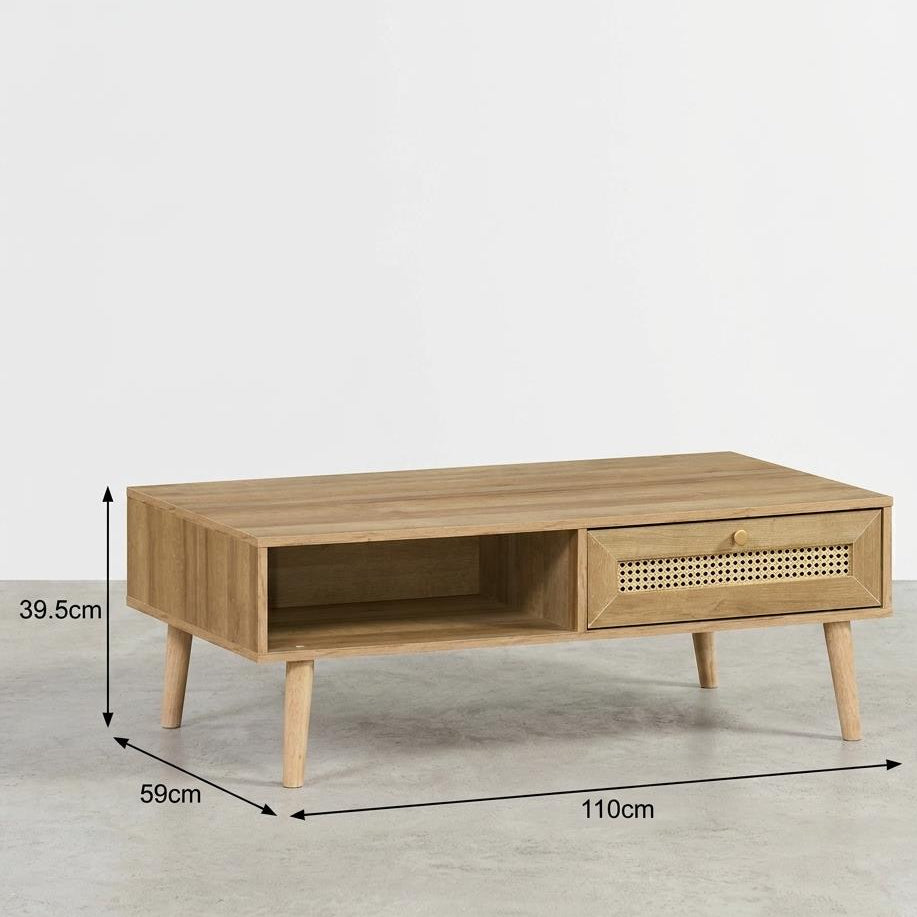 Manila Rattan Effect Coffee Table with Storage Drawer