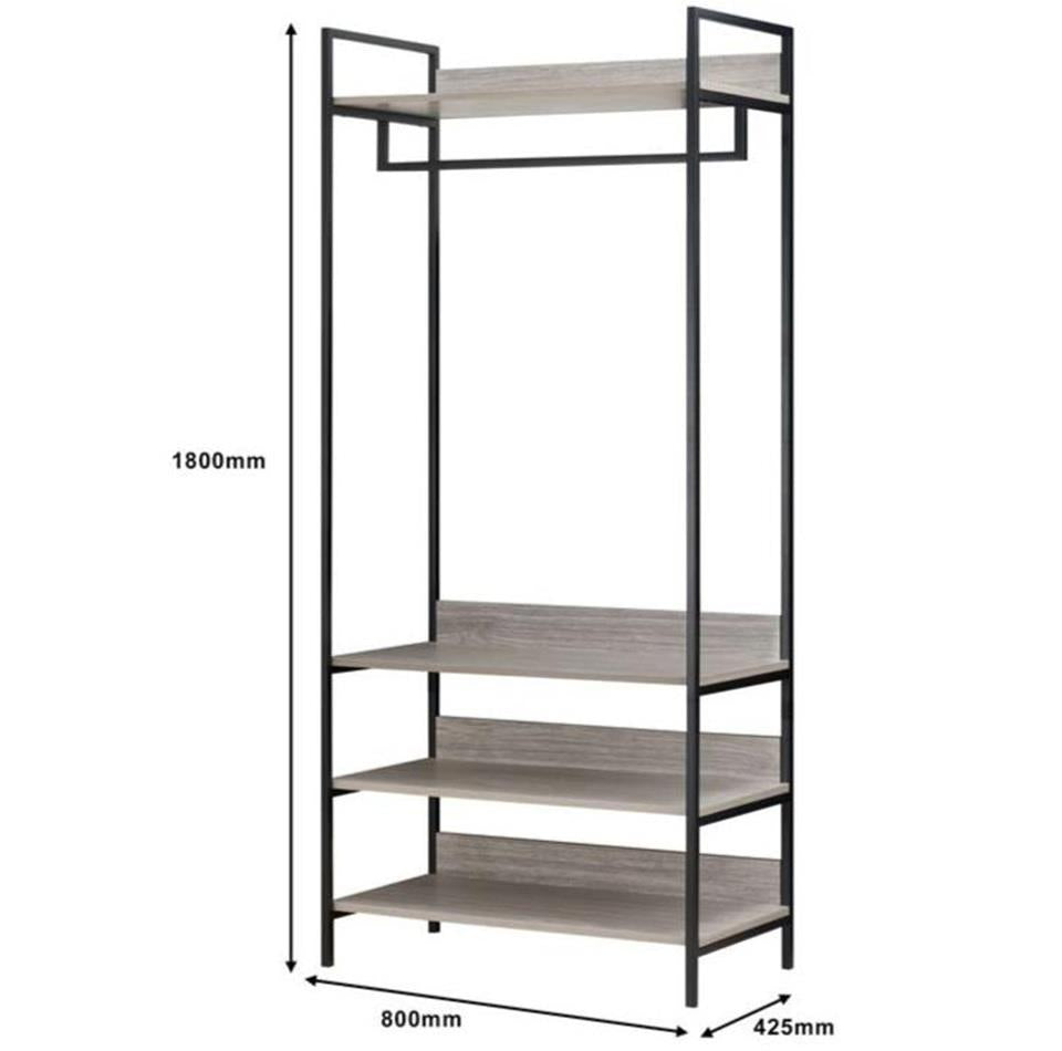 Alva Open Wardrobe with 4 Shelves