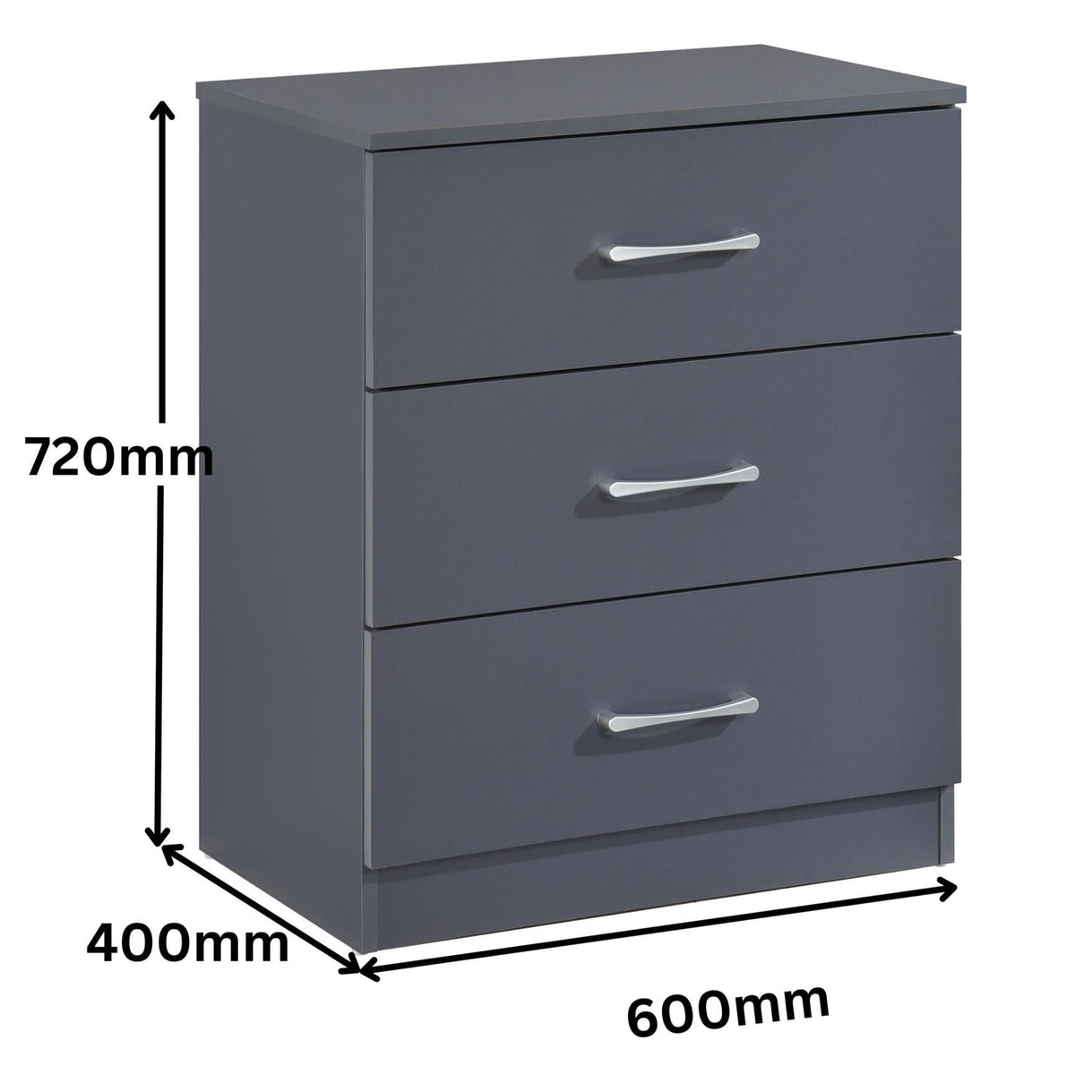 Highbury 3 Drawer Chest of Drawers & 1 Drawer Bedside 2 Piece Bedroom Set