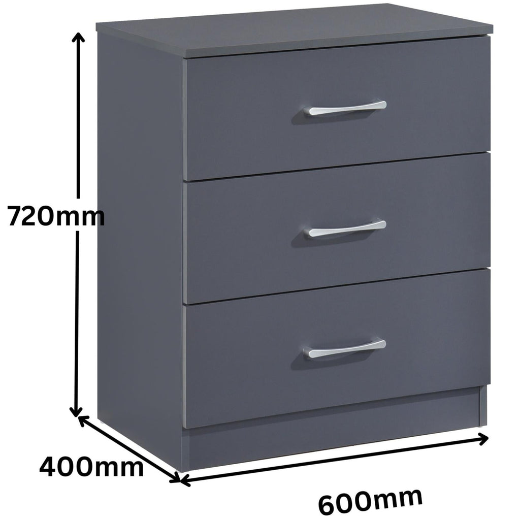 Highbury 3 Drawer Chest of Drawers & 1 Drawer Bedside 3 Piece Bedroom Set