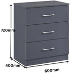 Highbury 3 Drawer Chest of Drawers & 1 Drawer Bedside 3 Piece Bedroom Set