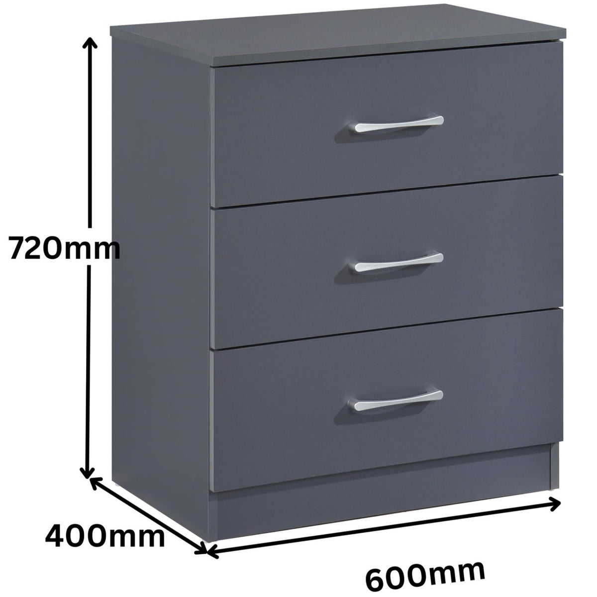 Highbury 3 Drawer Chest of Drawers & 1 Drawer Bedside 3 Piece Bedroom Set