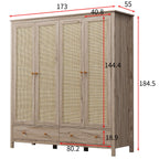 Willow Rattan 4 Door Wardrobe with 2 Drawers