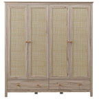 Willow Rattan 4 Door Wardrobe with 2 Drawers