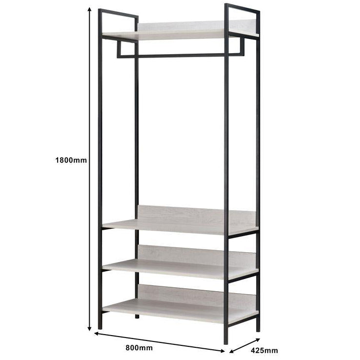 Alva Open Wardrobe Set with 2 Drawers & 4 Shelves