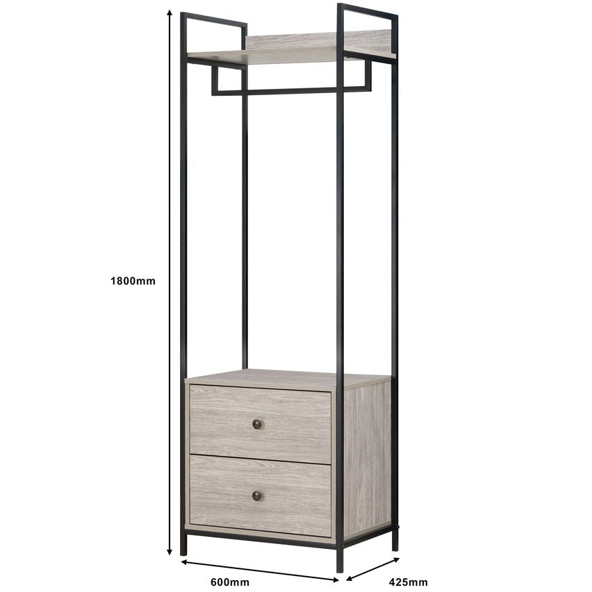 Alva Open Wardrobe with 2 Drawers 3 Piece Bedroom Set