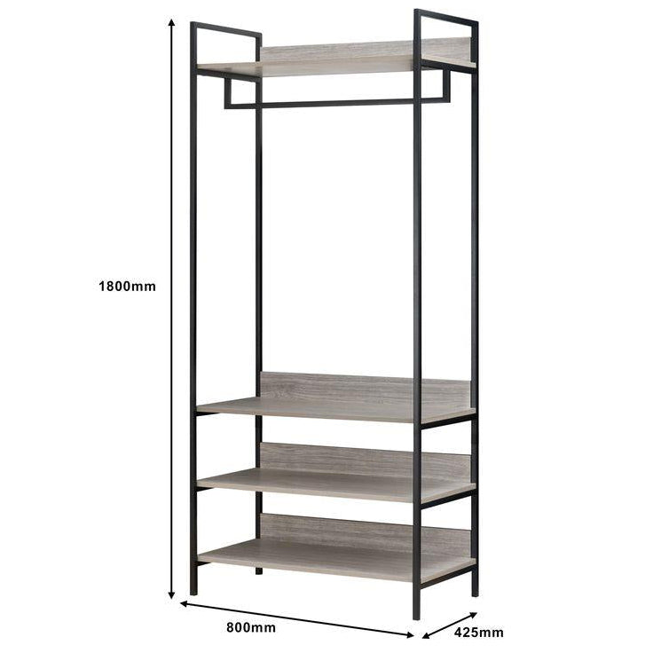 Alva Open Wardrobe Set with 2 Drawers & 4 Shelves