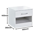 Highbury 2 Door Double Wardrobe & 1 Drawer Bedside 3 Piece Bedroom Set