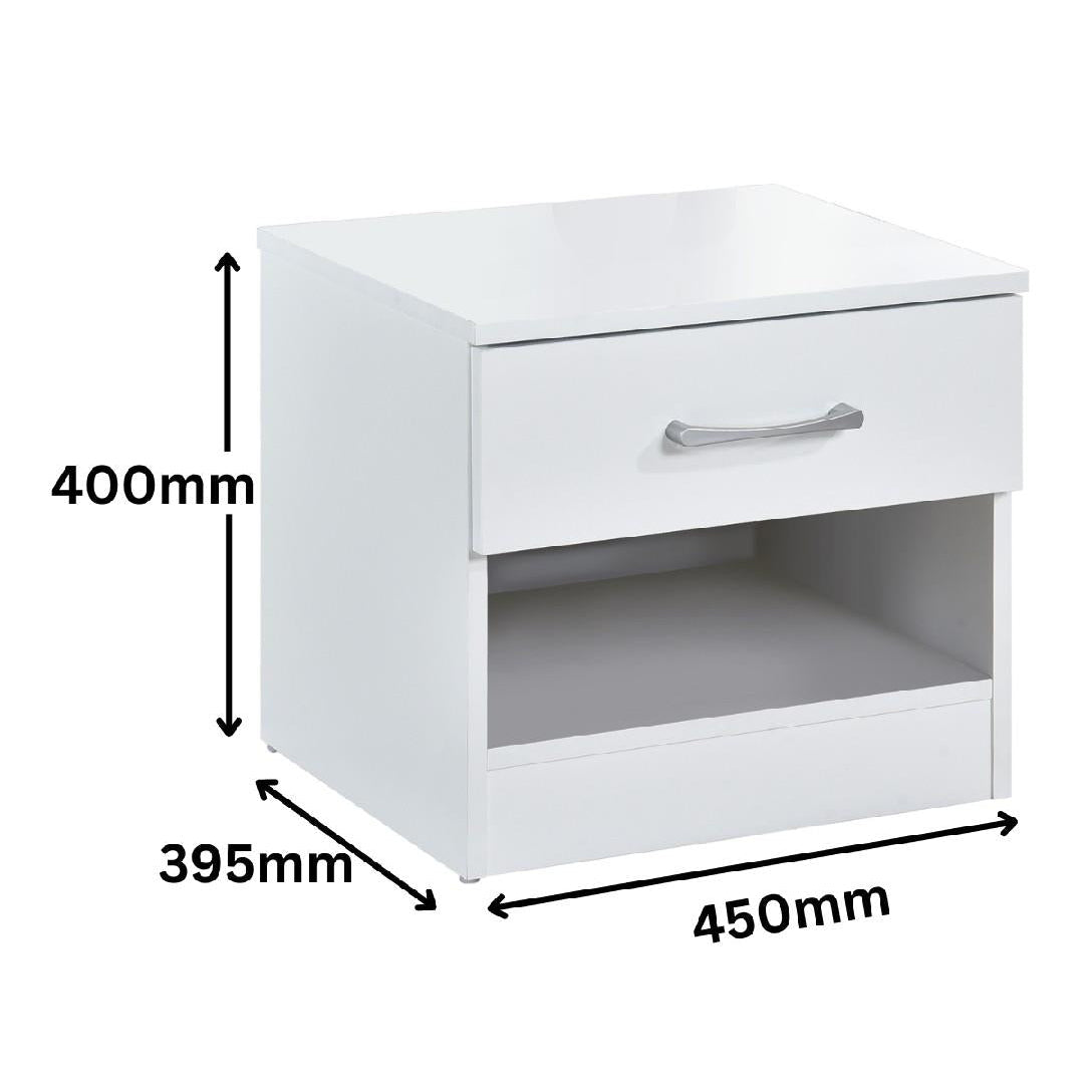 Highbury 2 Door Double Wardrobe & 1 Drawer Bedside 3 Piece Bedroom Set