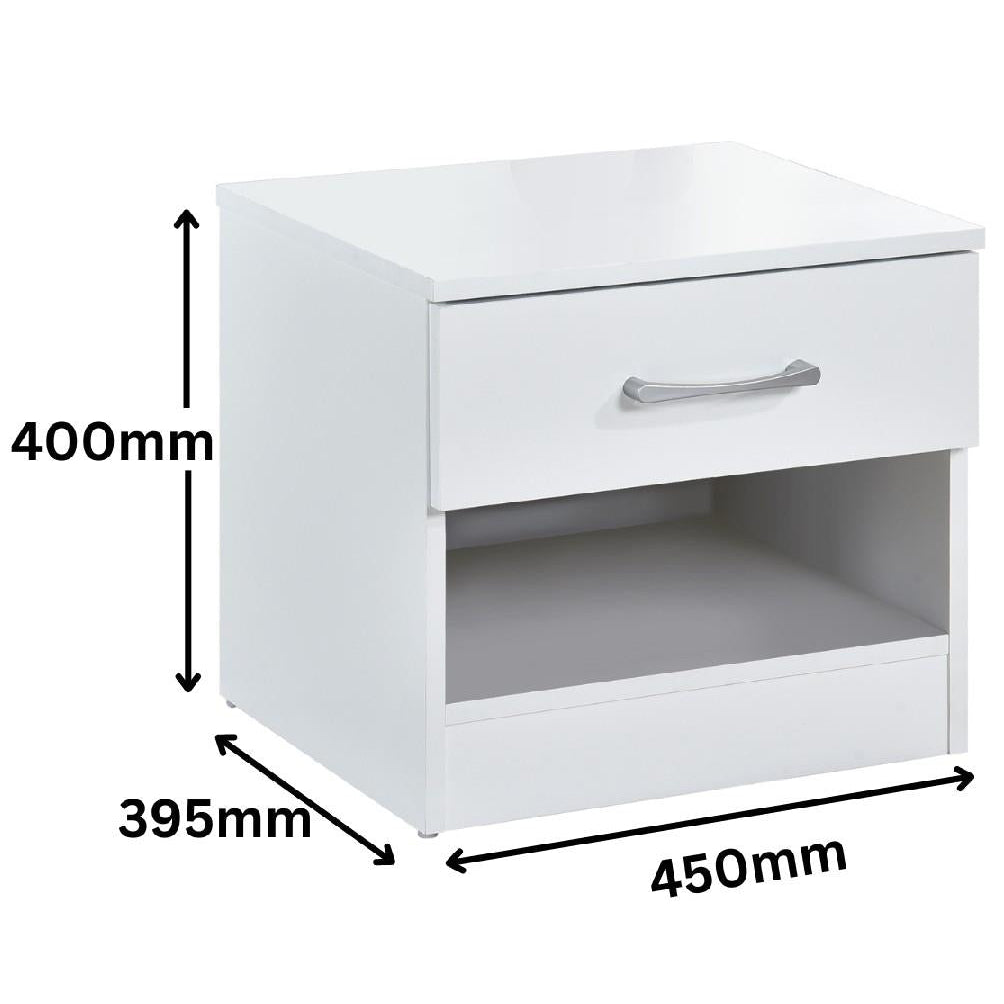 Highbury 2 Door Double Wardrobe & 1 Drawer Bedside 2 Piece Bedroom Set
