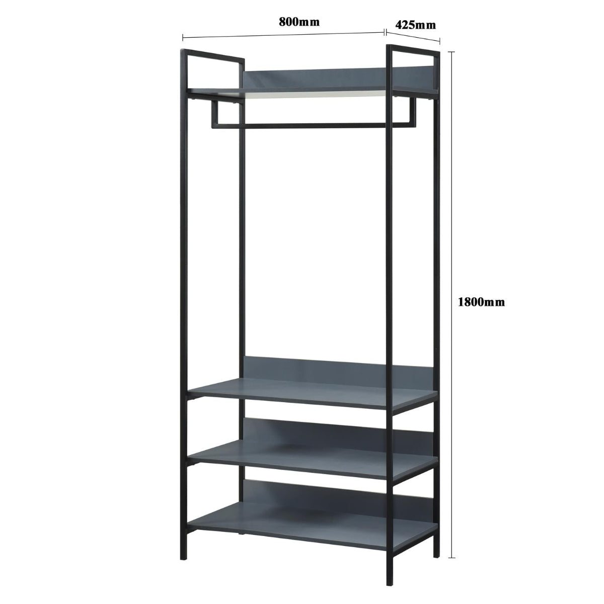 Alva Open Wardrobe with 4 Shelves