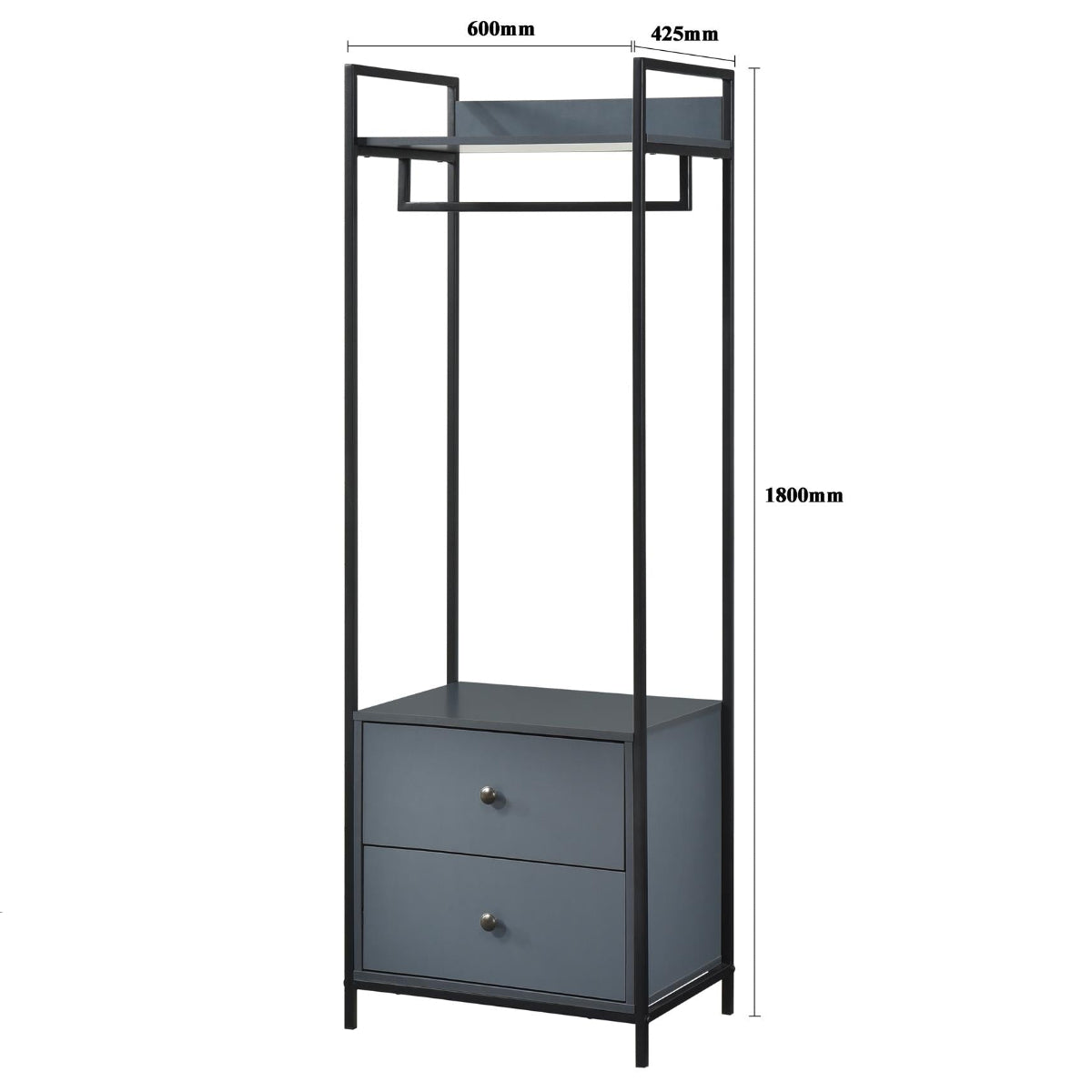 Alva Open Wardrobe with 2 Drawers 3 Piece Bedroom Set