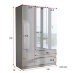 Soho 3 Door Wardrobe & 4 Drawer Chest High Gloss 3 Piece Bedroom Set