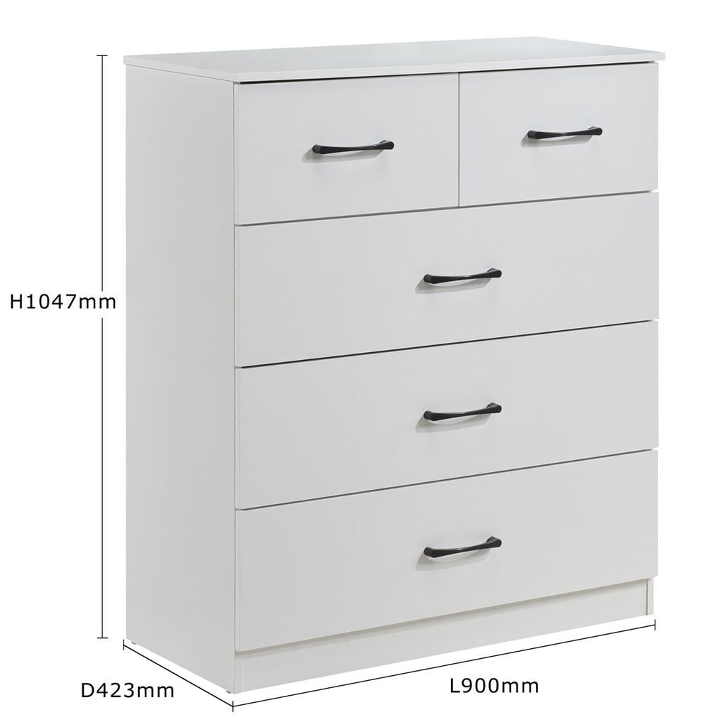 Paddington 3 Door Wardrobe & 3+2 Drawer Chest 4 Piece Bedroom Set