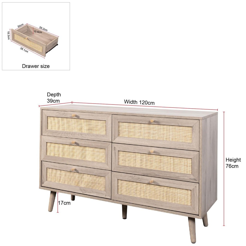 Willow Rattan 2 Door Wardrobe 3 Piece Bedroom Set