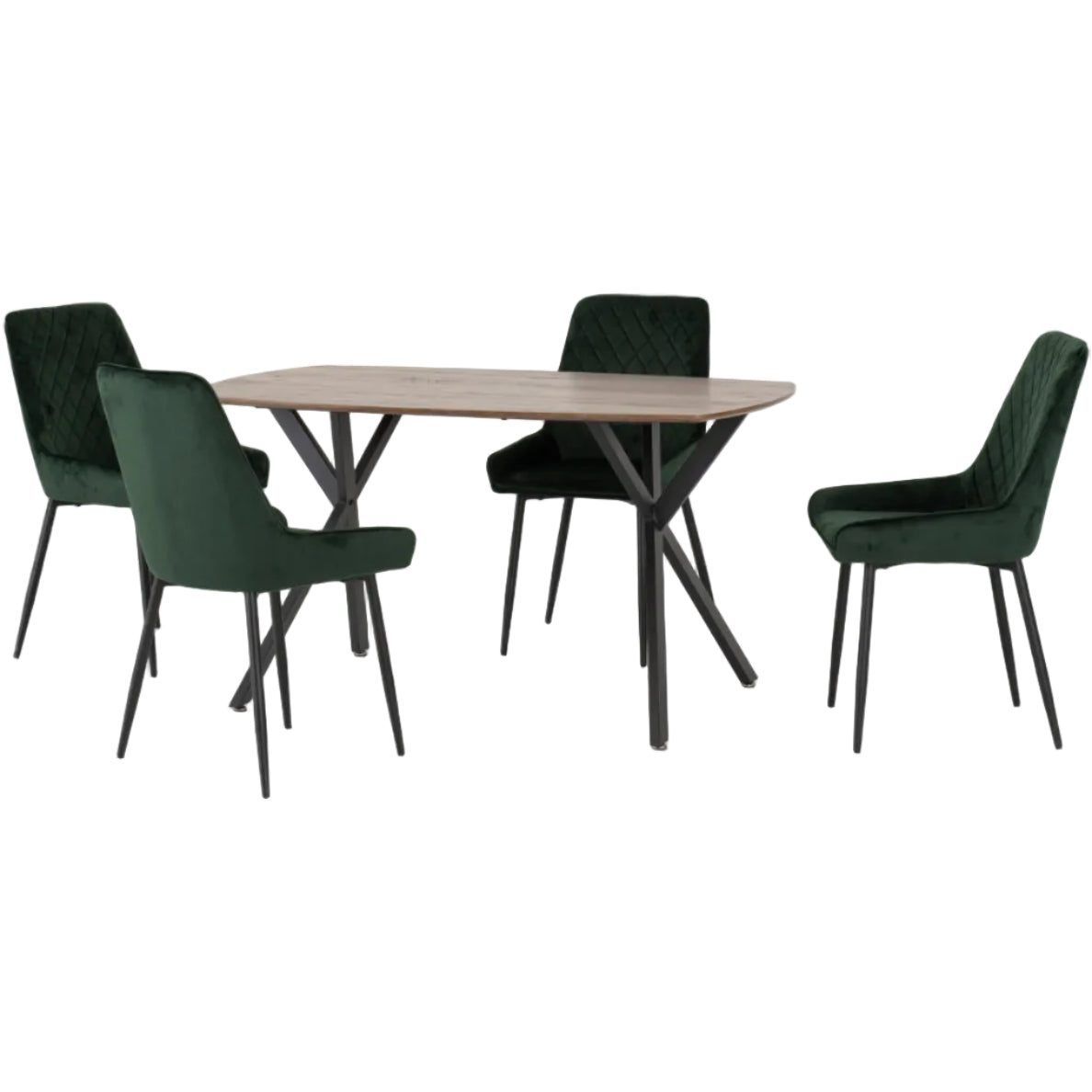 Athens Dining Table with 4 Avery Velvet Dining Chairs
