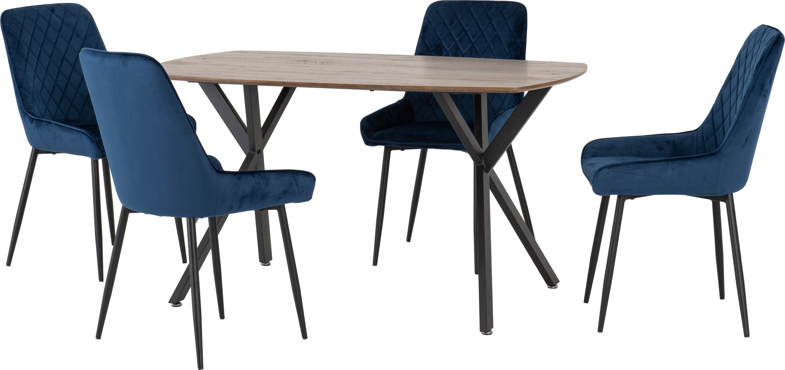 Athens Dining Table with 4 Avery Velvet Dining Chairs