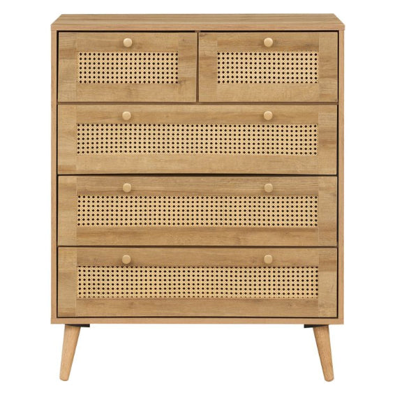Manila Rattan 3+2 Drawer Chest of Drawers