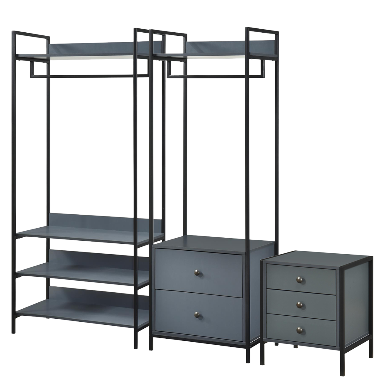 Alva Open Wardrobe with 2 Drawers 3 Piece Bedroom Set