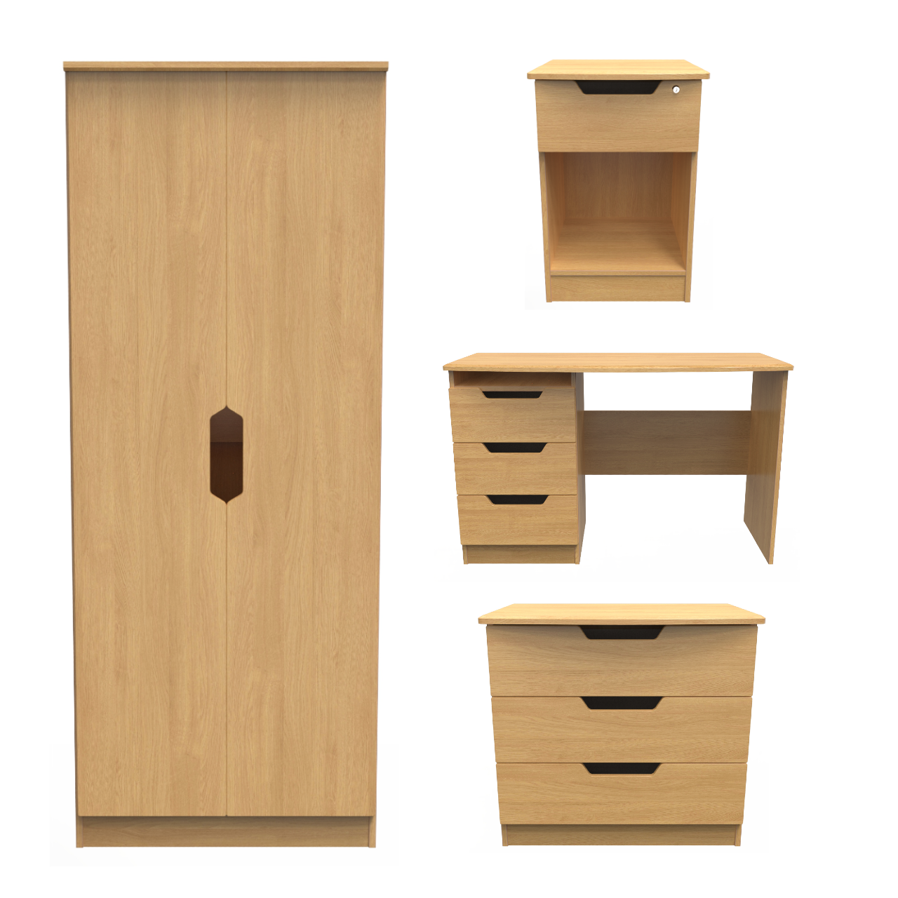 Bella Modern Oak Bedroom Set 5