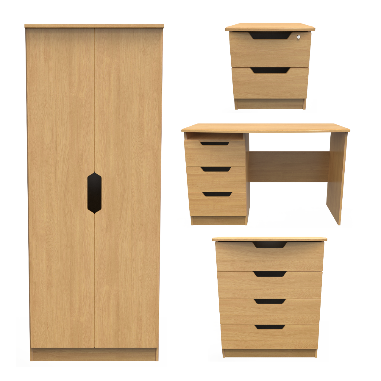 Bella Modern Oak Bedroom Set 6