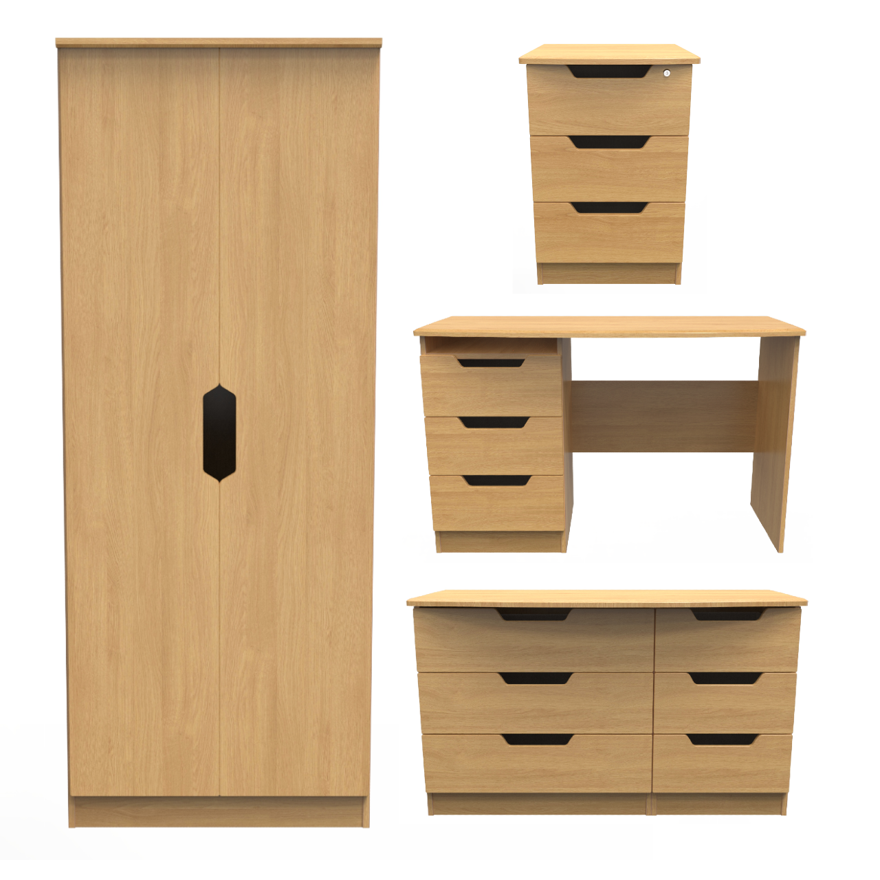 Bella Modern Oak Bedroom Set 7