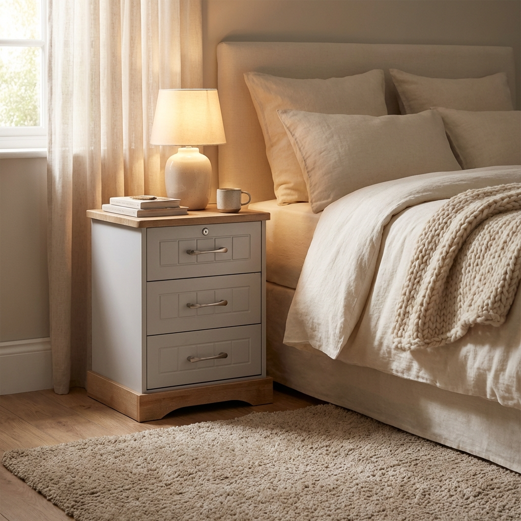 Davenport 3 Drawer Bedside Table