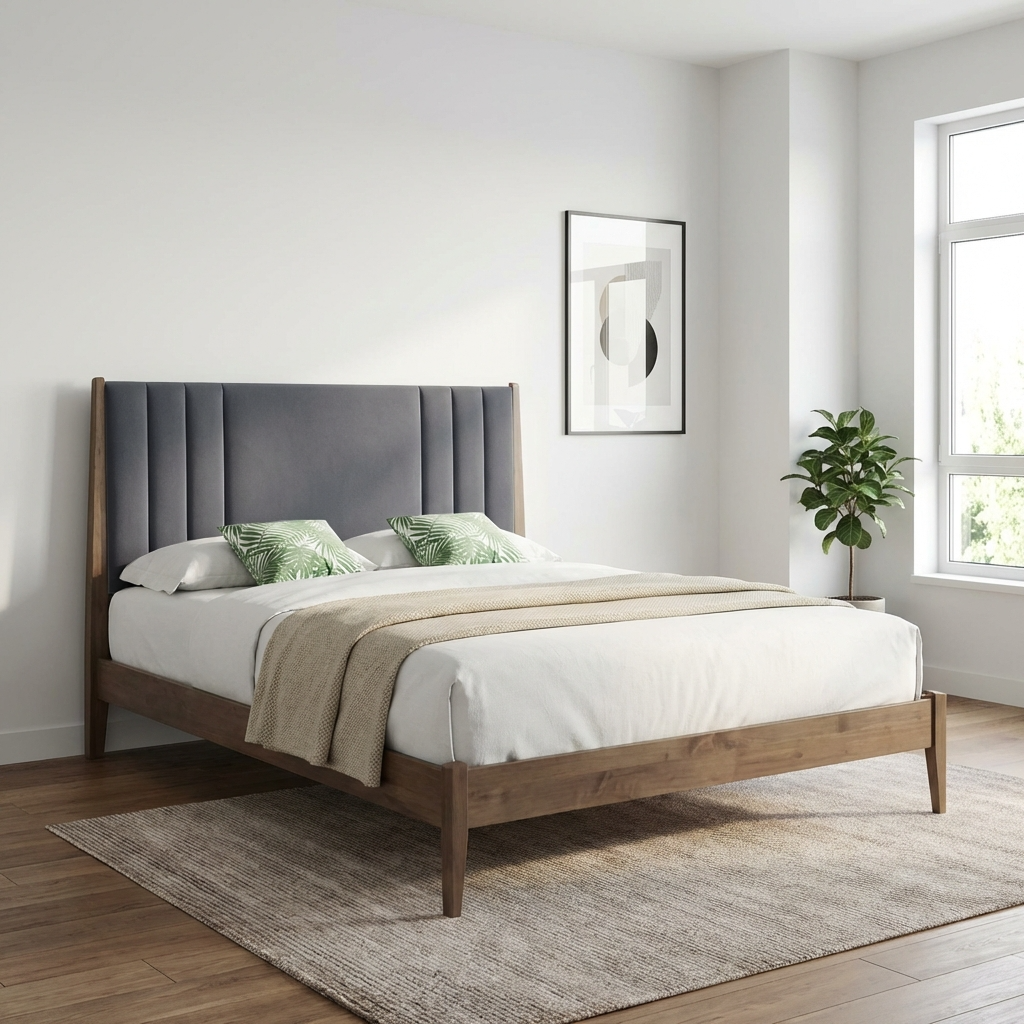 Cheslyn Fabric Headboard Bed Frame