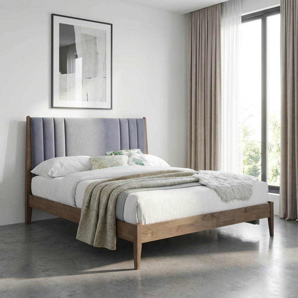 Cheslyn Fabric Headboard Bed Frame
