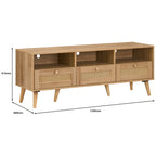 Manila Rattan 3 Drawer Wide TV Stand Bench Unit