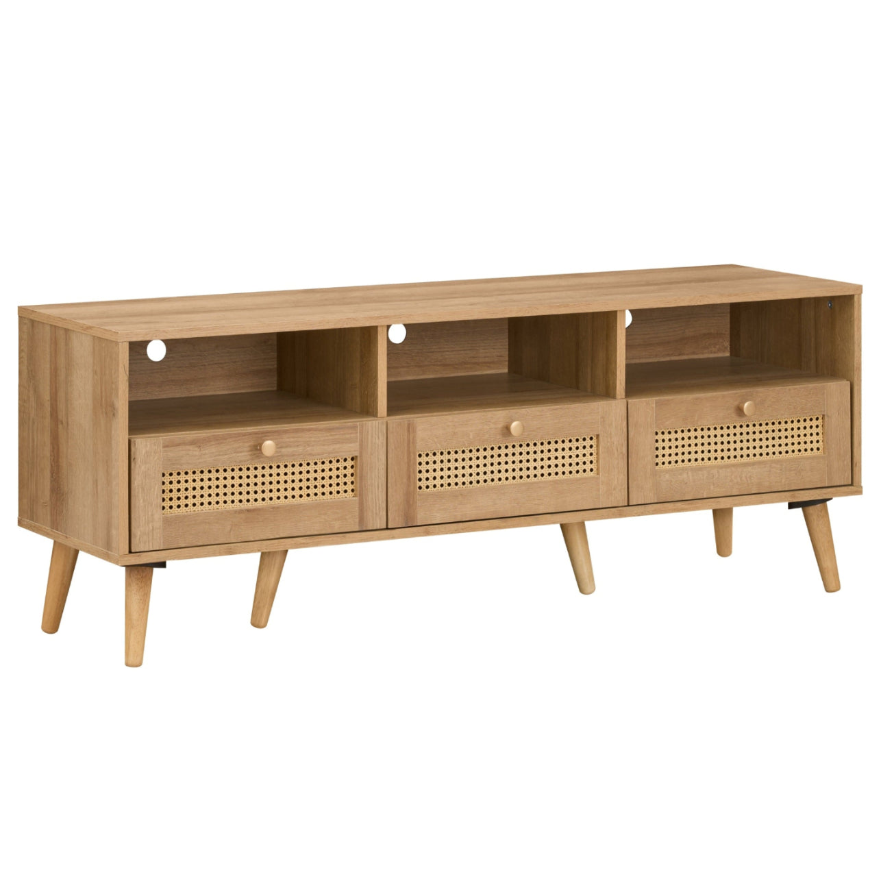 Manila Rattan 3 Drawer Wide TV Stand Bench Unit