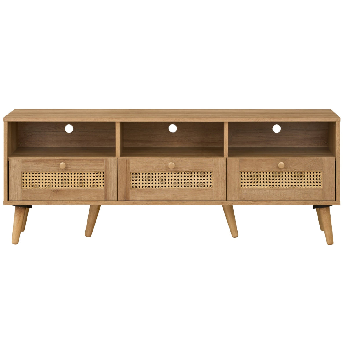 Manila Rattan 3 Drawer Wide TV Stand Bench Unit