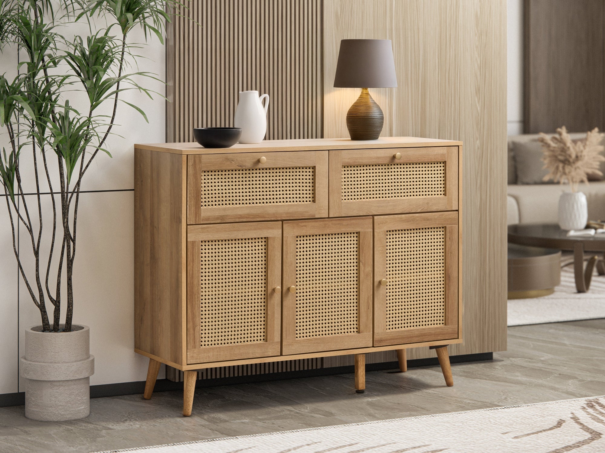 Manila Rattan 3 Door 2 Drawer Sideboard