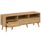 Manila Rattan 3 Drawer Wide TV Stand Bench Unit