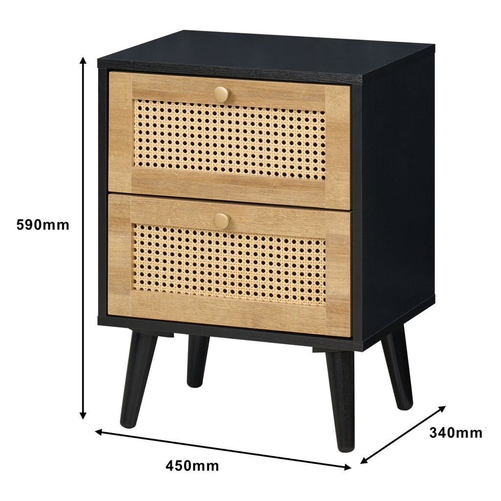Manila Rattan 2 Drawer Bedside Table