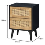Manila Rattan 2 Drawer Bedside Table