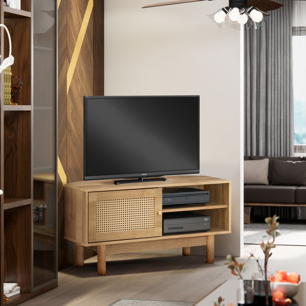 Manila Rattan 1 Door Corner TV Stand Unit