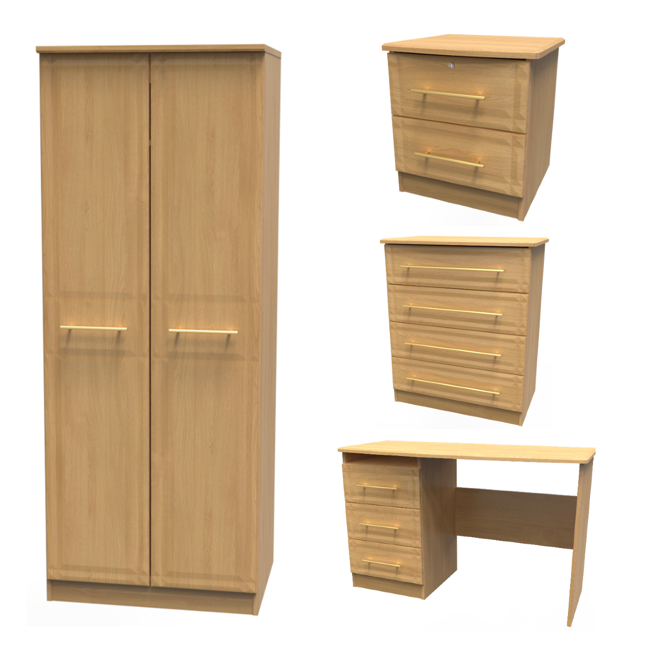 Faye Modern Oak Bedroom Set 6